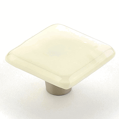 1 1/2 Inch Ice Ivory Silk Square Knob (Stainless Steel Finish) SCHAUB