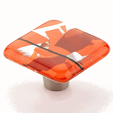 1 1/2 Inch Ice Orange Confetti Square Knob (Stainless Steel Finish) SCHAUB