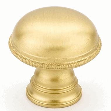 1 1/4 Inch Atherton Smooth Surface Round Knob (Satin Brass Finish) SCHAUB