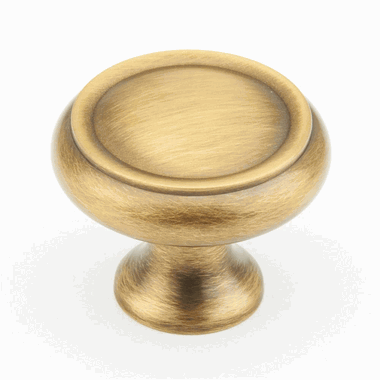 1 1/4 Inch Country Style Round Knob (Antique Brass Finish) SCHAUB