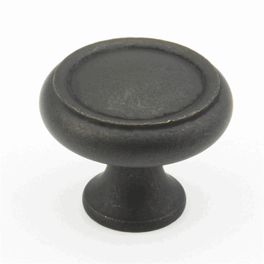 1 1/4 Inch Country Style Round Knob (Distressed Bronze Finish) SCHAUB