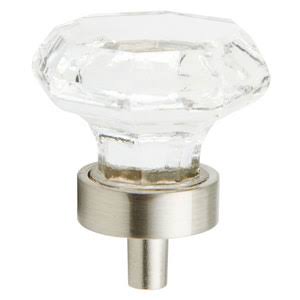1 1/4 Inch Stargaze Crystal Octagon Cabinet Knob (Brushed Nickel Finish) SCHAUB