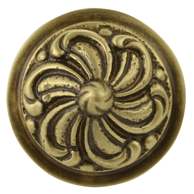 1 1/3 Inch Solid Brass Swirl Knob (Antique Brass Finish) COPPER MOUNTAIN HARDWARE