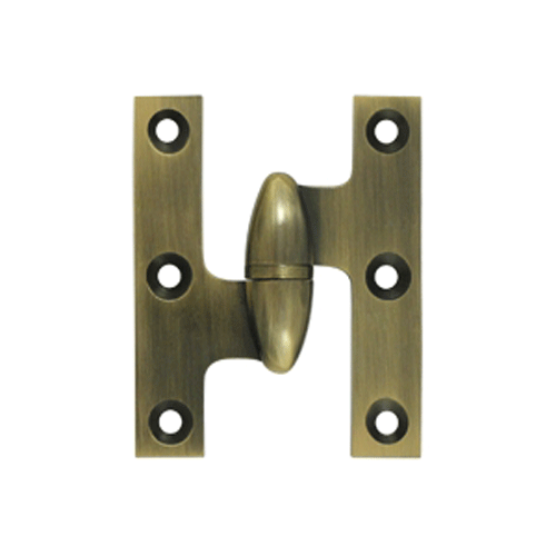 2 1/2 Inch x 2 Inch Solid Brass Olive Knuckle Hinge (Antique Brass) DELTANA