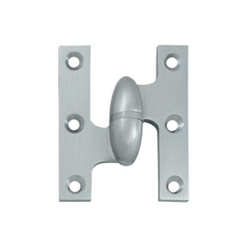 2 1/2 Inch x 2 Inch Solid Brass Olive Knuckle Hinge (Brushed Chrome Finish) DELTANA