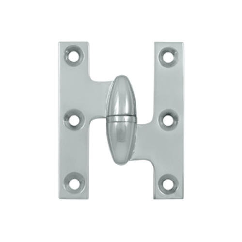 2 1/2 Inch x 2 Inch Solid Brass Olive Knuckle Hinge (Chrome Finish) DELTANA