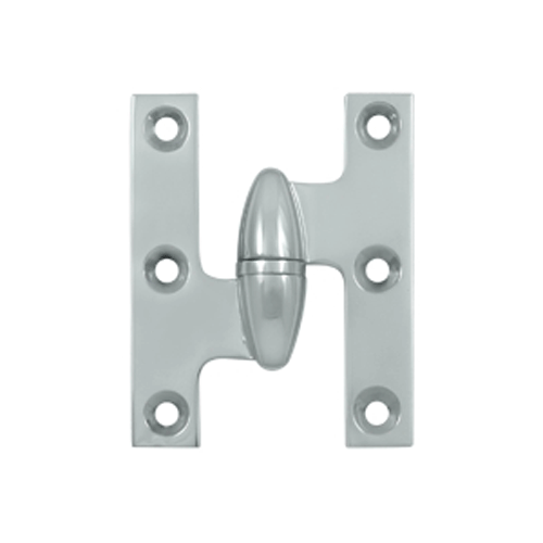 2 1/2 Inch x 2 Inch Solid Brass Olive Knuckle Hinge (Chrome Finish) DELTANA