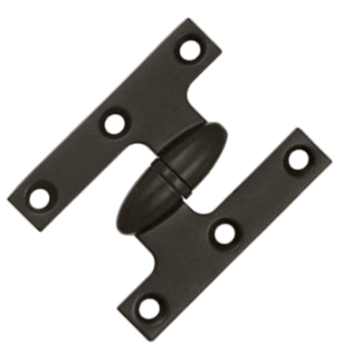 2 1/2 Inch x 2 Inch Solid Brass Olive Knuckle Hinge (Oil Rubbed Bronze Finish) DELTANA