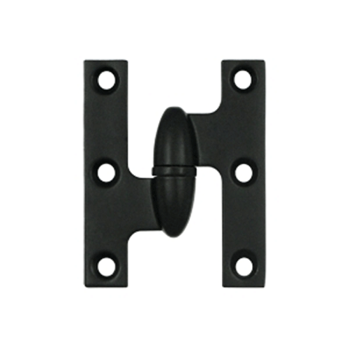 2 1/2 Inch x 2 Inch Solid Brass Olive Knuckle Hinge Paint Black Finish DELTANA