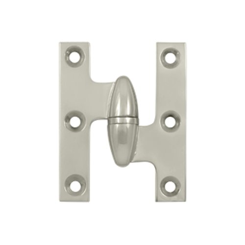 2 1/2 Inch x 2 Inch Solid Brass Olive Knuckle Hinge (Polished Nickel Finish) DELTANA