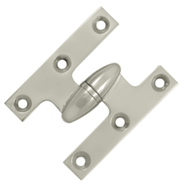 2 1/2 Inch x 2 Inch Solid Brass Olive Knuckle Hinge (Polished Nickel Finish) DELTANA