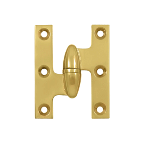 2 1/2 Inch x 2 Inch Solid Brass Olive Knuckle Hinge (PVD Finish) DELTANA