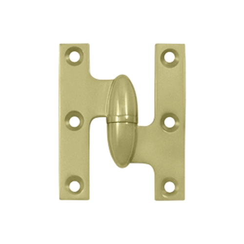 2 1/2 Inch x 2 Inch Solid Brass Olive Knuckle Hinge (Unlacquered Brass Finish) DELTANA