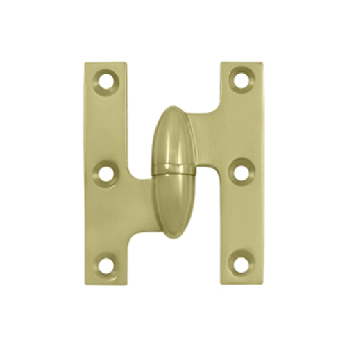 2 1/2 Inch x 2 Inch Solid Brass Olive Knuckle Hinge (Unlacquered Brass Finish) DELTANA