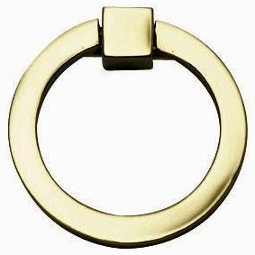 2 1/2 Inch Mission Style Solid Brass Drawer Ring Pull (Polished Brass) COPPER MOUNTAIN HARDWARE