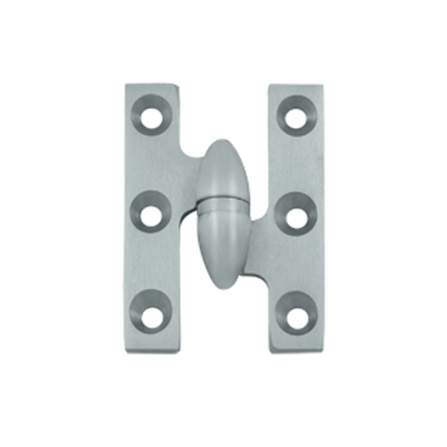 2 Inch x 1 1/2 Inch Solid Brass Olive Knuckle Hinge (Brushed Chrome Finish) DELTANA