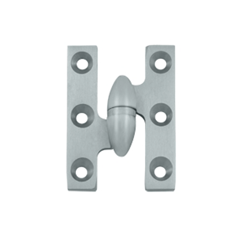 2 Inch x 1 1/2 Inch Solid Brass Olive Knuckle Hinge (Brushed Chrome Finish) DELTANA