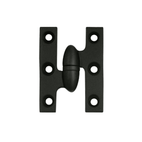 2 Inch x 1 1/2 Inch Solid Brass Olive Knuckle Hinge Paint Black Finish DELTANA