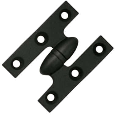 2 Inch x 1 1/2 Inch Solid Brass Olive Knuckle Hinge (Paint Black Finish) DELTANA