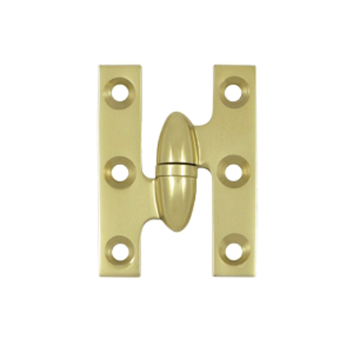 2 Inch x 1 1/2 Inch Solid Brass Olive Knuckle Hinge (Polished Brass Finish) DELTANA