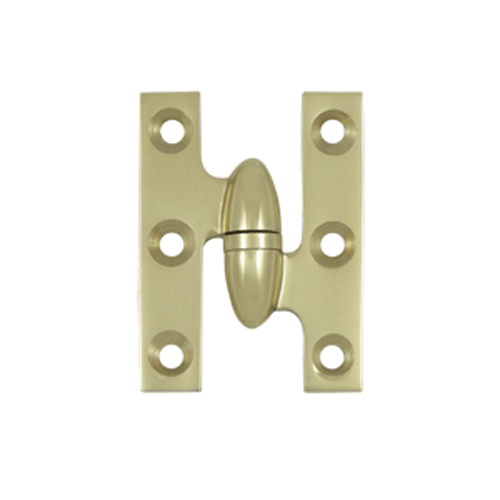 2 Inch x 1 1/2 Inch Solid Brass Olive Knuckle Hinge (Unlacquered Brass Finish) DELTANA