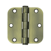 3 1/2 Inch x 3 1/2 Inch Heavy Duty Steel Hinge (Antique Brass Finish) DELTANA