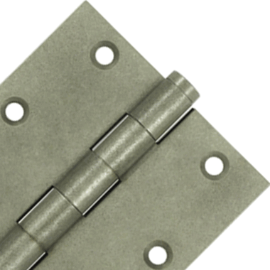 3 1/2 Inch X 3 1/2 Inch Solid Brass Hinge Interchangeable Finials (Square Corner, White Bronze Light Finish) DELTANA