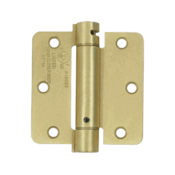 3 1/2 Inch x 3 1/2 Inch Steel Spring Hinge (1/4 Radius Corner, Brushed Brass Finish) DELTANA