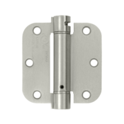 3 1/2 Inch x 3 1/2 Inch Steel Spring Hinge (5/8 Radius Corner, Brushed Nickel Finish) DELTANA
