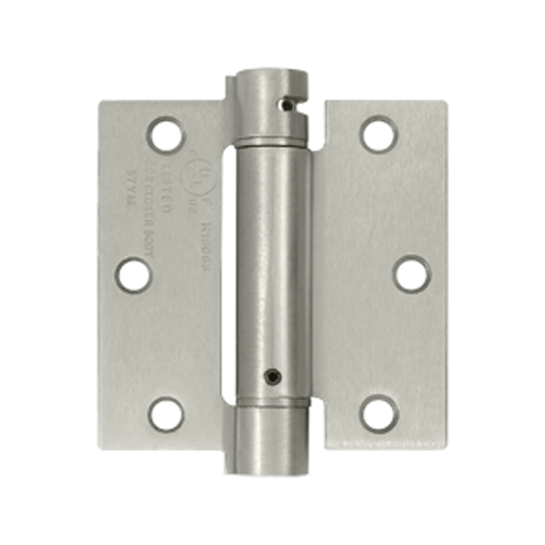 3 1/2 Inch x 3 1/2 Inch Steel Spring Hinge (Square Corner, Brushed Nickel Finish) DELTANA