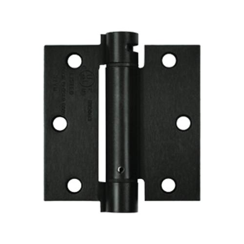 3 1/2 Inch x 3 1/2 Inch Steel Spring Hinge (Square Corner, Paint Black Finish) DELTANA
