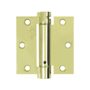 3 1/2 Inch x 3 1/2 Inch Steel Spring Hinge (Square Corner, Polished Brass Finish) DELTANA