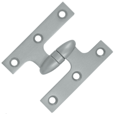 3 Inch x 2 1/2 Inch Solid Brass Olive Knuckle Hinge (Brushed Chrome Finish) DELTANA