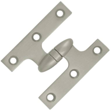 3 Inch x 2 1/2 Inch Solid Brass Olive Knuckle Hinge (Brushed Nickel Finish) DELTANA