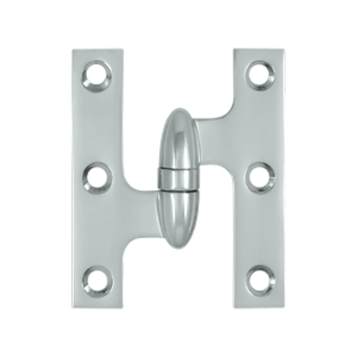 3 Inch x 2 1/2 Inch Solid Brass Olive Knuckle Hinge (Chrome Finish) DELTANA