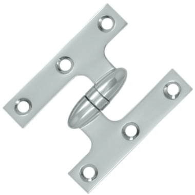 3 Inch x 2 1/2 Inch Solid Brass Olive Knuckle Hinge (Chrome Finish) DELTANA