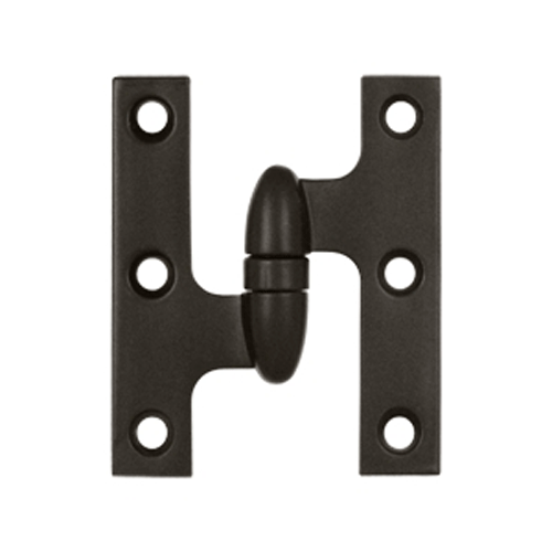 3 Inch x 2 1/2 Inch Solid Brass Olive Knuckle Hinge (Oil Rubbed Bronze Finish) DELTANA