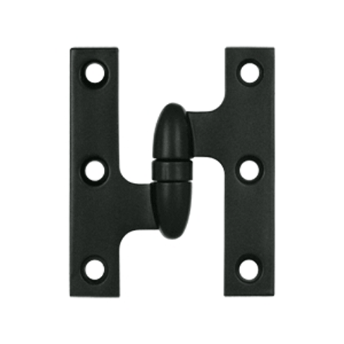 3 Inch x 2 1/2 Inch Solid Brass Olive Knuckle Hinge Paint Black Finish DELTANA