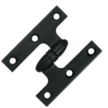 3 Inch x 2 1/2 Inch Solid Brass Olive Knuckle Hinge (Paint Black Finish) DELTANA