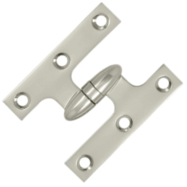 3 Inch x 2 1/2 Inch Solid Brass Olive Knuckle Hinge (Polished Nickel Finish) DELTANA