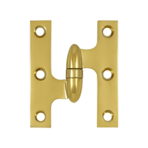 3 Inch x 2 1/2 Inch Solid Brass Olive Knuckle Hinge (PVD Finish) DELTANA