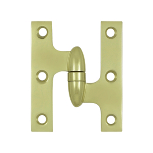 3 Inch x 2 1/2 Inch Solid Brass Olive Knuckle Hinge (Unlacquered Brass Finish) DELTANA