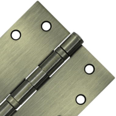 4 1/2 Inch x 4 1/2 Inch Double Ball Bearing Steel Hinge (Square Corner, Antique Brass Finish) DELTANA