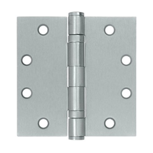 4 1/2 Inch x 4 1/2 Inch Double Ball Bearing Steel Hinge (Square Corner, Brushed Chrome Finish) DELTANA