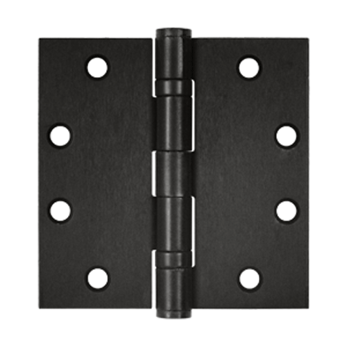 4 1/2 Inch x 4 1/2 Inch Double Ball Bearing Steel Hinge (Square Corner, Oil Rubbed Bronze Finish) DELTANA
