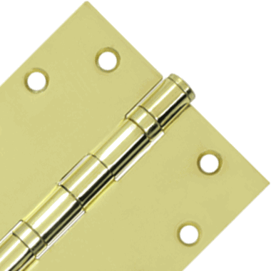 4 1/2 Inch x 4 1/2 Inch Double Ball Bearing Steel Hinge (Square Corner, Polished Brass Finish) DELTANA