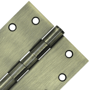 4 1/2 Inch x 4 1/2 Inch Heavy Duty Steel Hinge (Square Corner, Antique Brass Finish) DELTANA