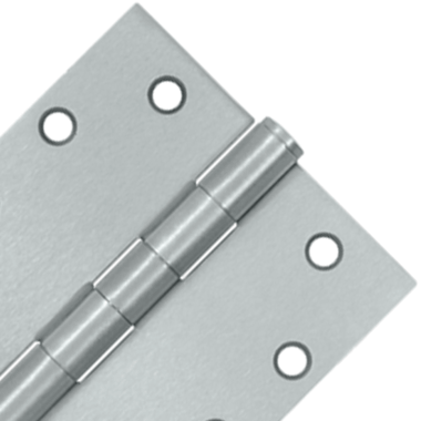 4 1/2 Inch x 4 1/2 Inch Heavy Duty Steel Hinge (Square Corner, Brushed Chrome Finish) DELTANA