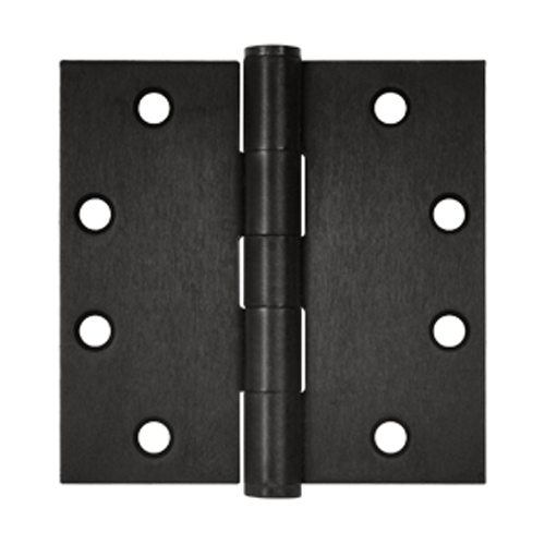 4 1/2 Inch x 4 1/2 Inch Heavy Duty Steel Hinge (Square Corner, Oil Rubbed Bronze Finish) DELTANA