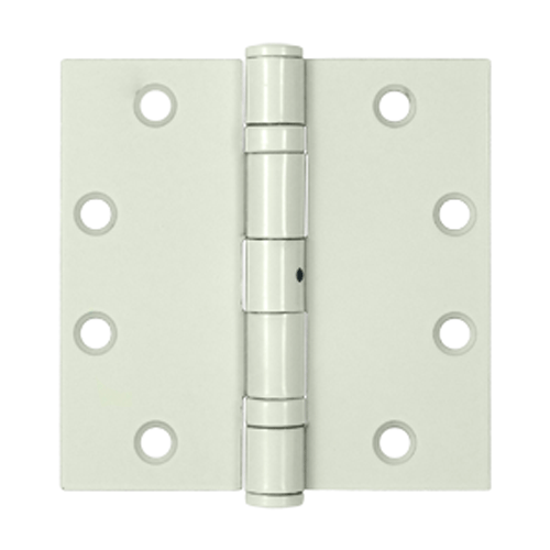 4 1/2 Inch x 4 1/2 Inch Non-Removable Pin Steel Hinge (Square Corner, White Finish) DELTANA